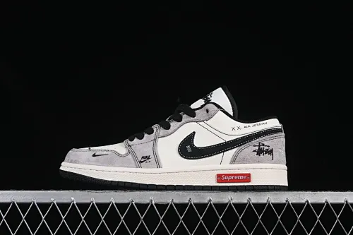All Categories Air Jordan Jordan Series Basketball Shoes Air Jordan 1 Low High-end Customized Low-top Sneakers Air Jordan 1 Low AJ1 Joe 1 Stusi Supreme Joint Piggy Eight Black Hook High-end Customized Low-top Retro Basketball Shoes SJ9950-052